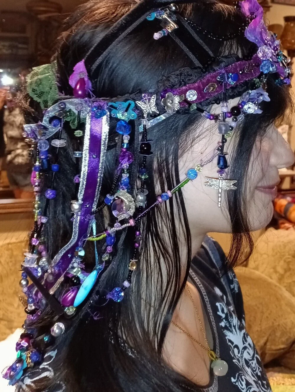 Handcrafted Purple Beaded Cross Hairpiece – Women's  Accessories
